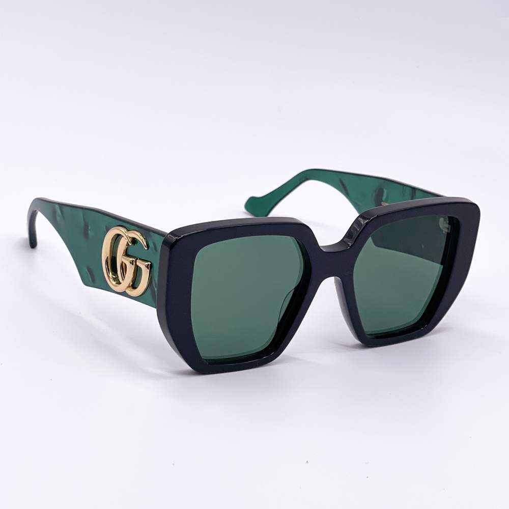 NEW GUCCI GG0956S 001 BLACK GREEN WOMEN’S GUCCI SUNGLASSES NEW COLLECTION - Picture 7 of 13